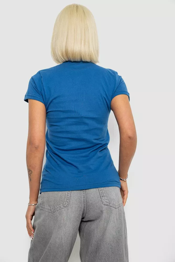Купити Футболка жіноча однотонна, колір синій, 129R8900 - Фото №4