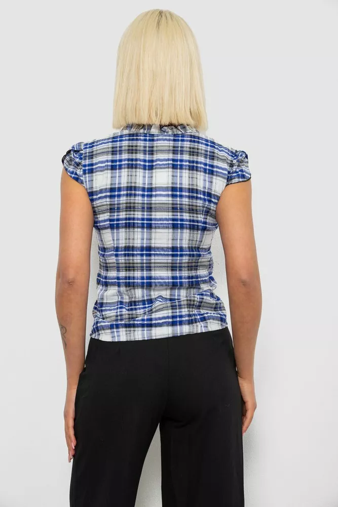 Купить Блуза в клетку, цвет синий, 230R2502 - Фото №4