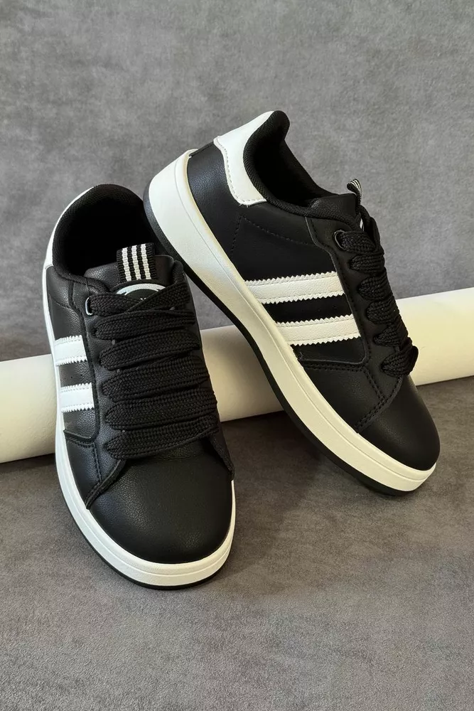 Купити Кросівки жіночі екошкіра, колір чорно-білий, 248RJH300-6 оптом - Фото №3