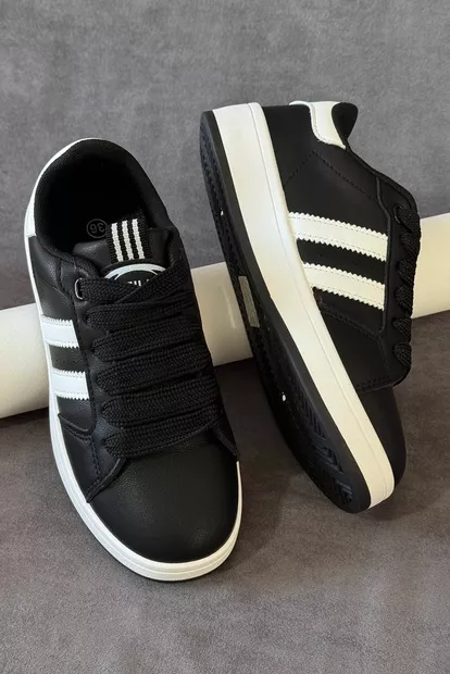 Кросівки жіночі екошкіра, колір чорно-білий, 248RJH300-6