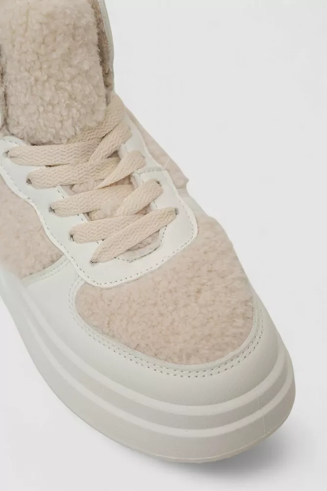 Купити Кросівки жіночі зимові на хутрі хайтопи, колір білий, 248RLM20 - Фото №2