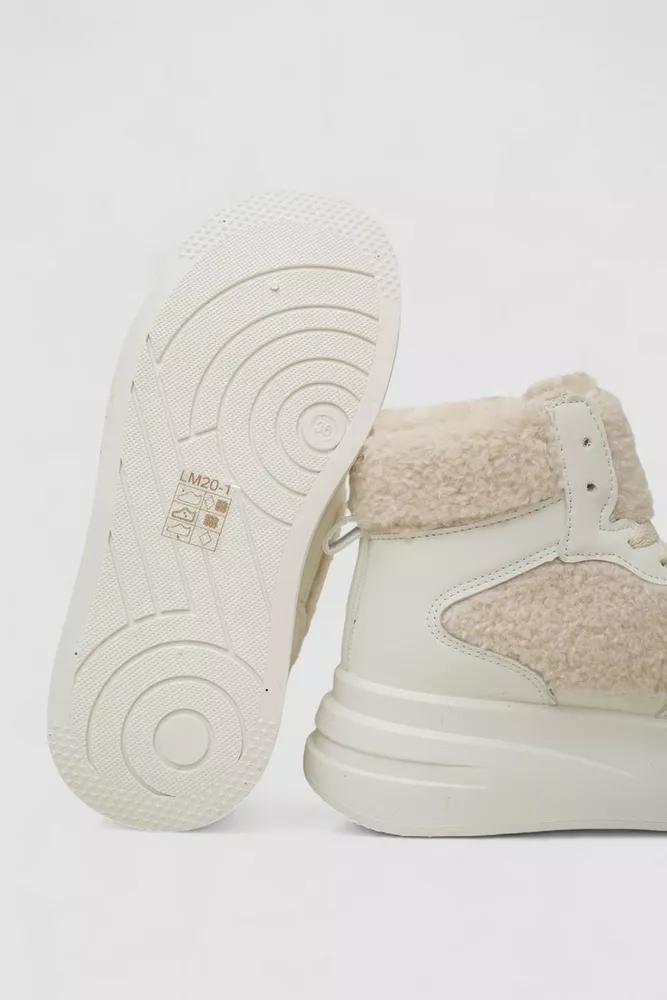 Купити Кросівки жіночі зимові на хутрі хайтопи, колір білий, 248RLM20 - Фото №5