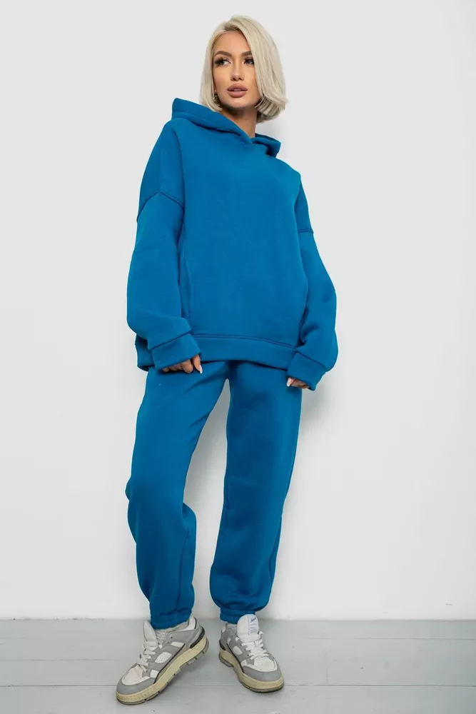 Купить Спортивный костюм женский на флисе, цвет темно-бирюзовый, 247R2011K - Фото №1