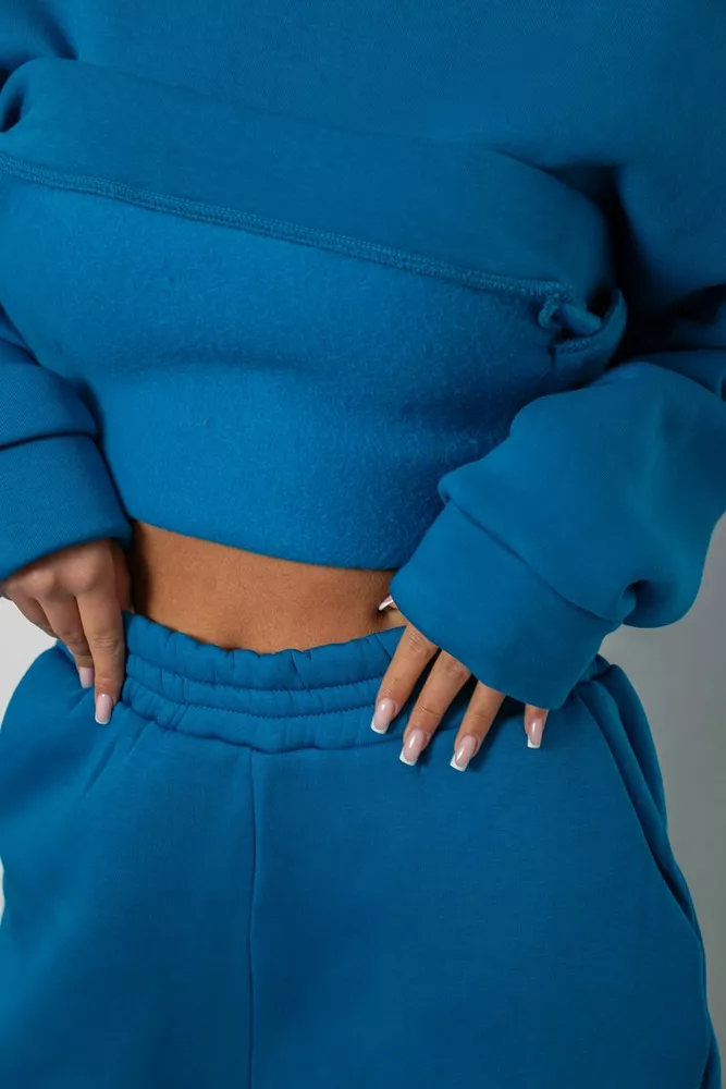 Купить Спортивный костюм женский на флисе, цвет темно-бирюзовый, 247R2011K - Фото №6