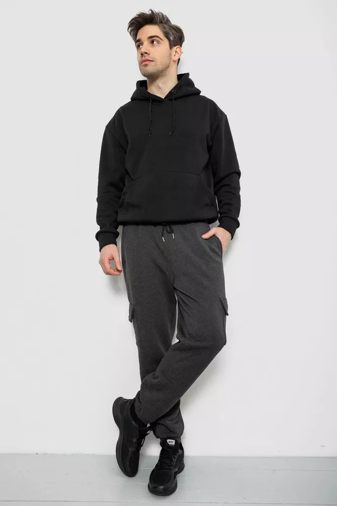 Купити Спортивні штани чоловічі на флісі  -уцінка, колір грифельний, 129RA9997-U - Фото №2