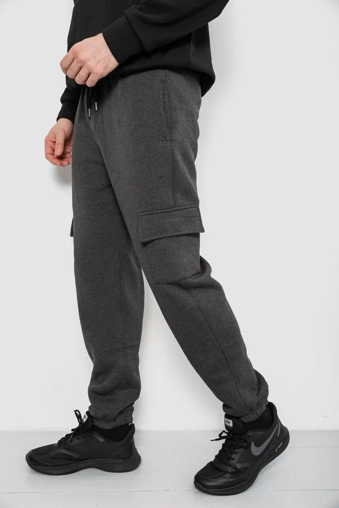 Купити Спортивні штани чоловічі на флісі  -уцінка, колір грифельний, 129RA9997-U - Фото №3