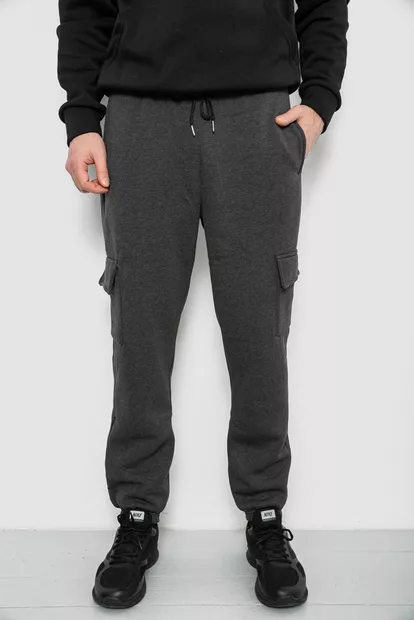 Спортивные штаны мужские на флисе  -уценка, цвет грифельный, 129RA9997-U-2