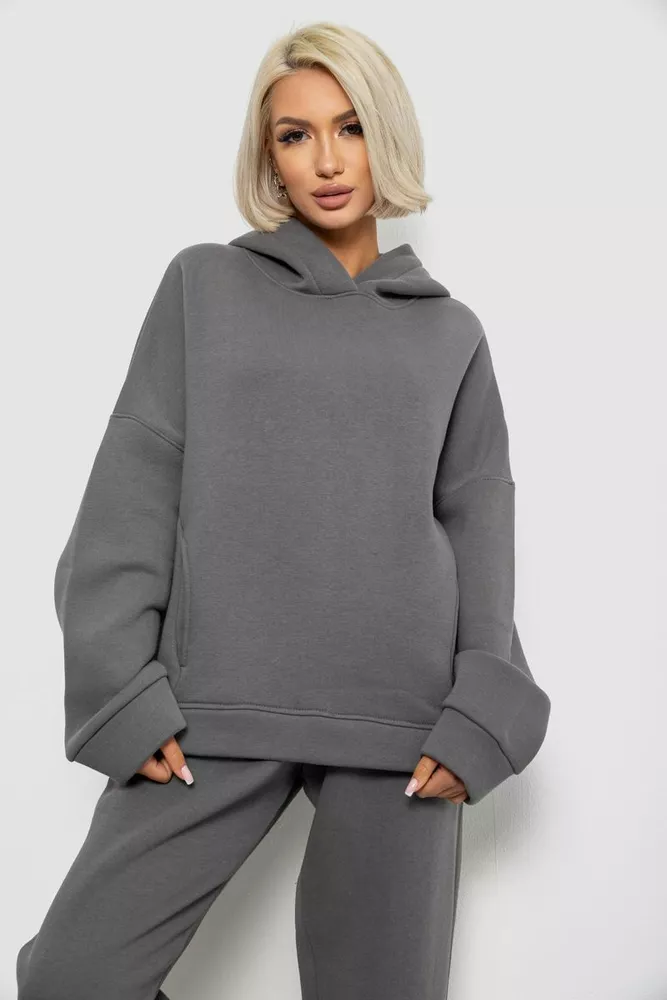 Купить Спортивный костюм женский на флисе, цвет темно-серый, 247R2011K - Фото №2