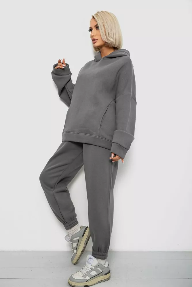 Купить Спортивный костюм женский на флисе, цвет темно-серый, 247R2011K - Фото №3