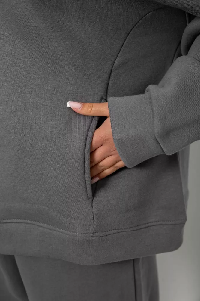 Купить Спортивный костюм женский на флисе, цвет темно-серый, 247R2011K - Фото №5