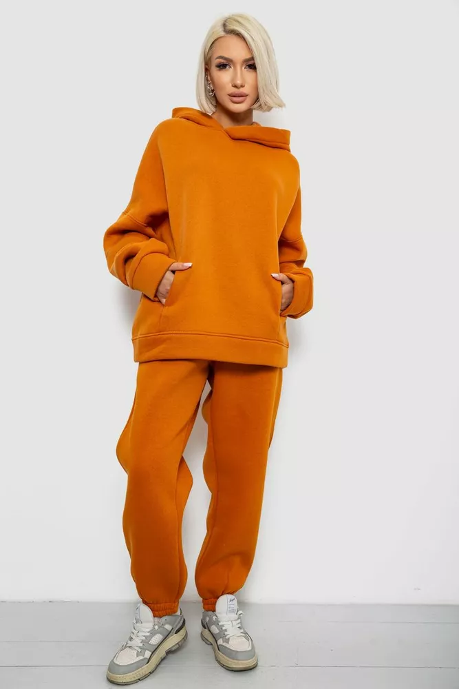 Купить Спортивный костюм женский на флисе, цвет терракотовый, 247R2011K - Фото №1