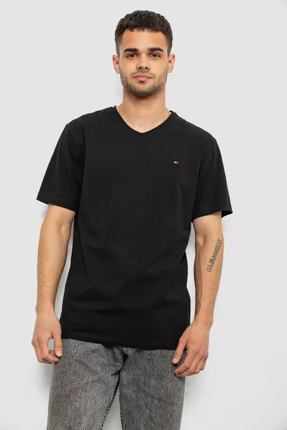 Футболка чоловіча однотонна, колір чорний, 244R6312