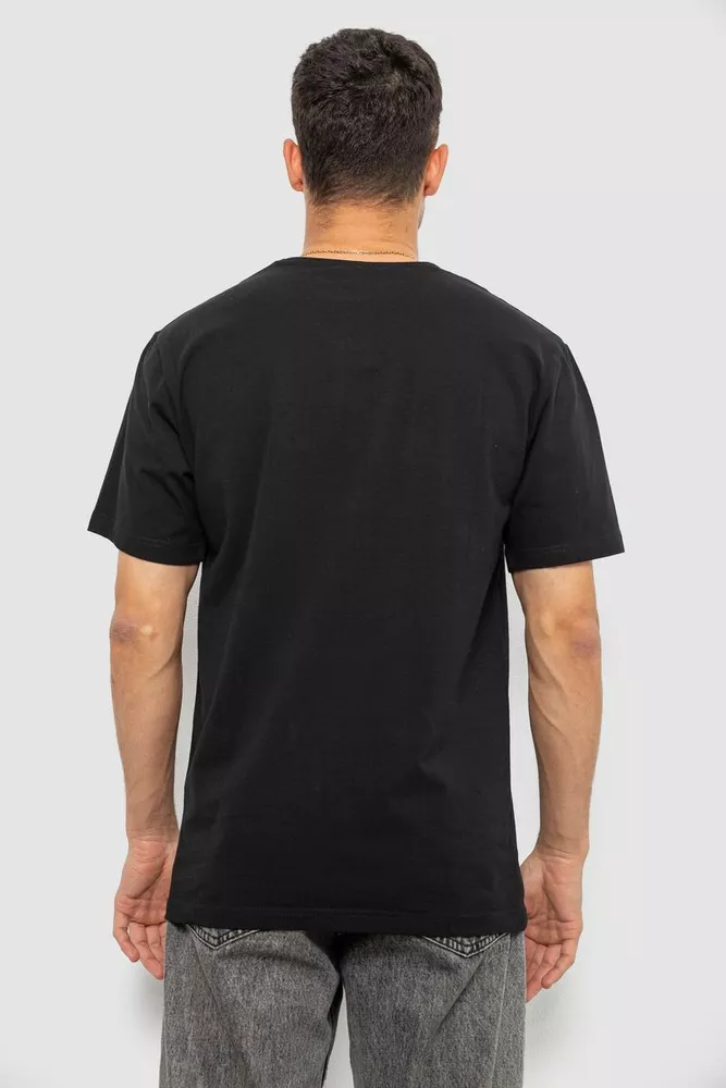Купити Футболка чоловіча однотонна, колір чорний, 244R6312 - Фото №4