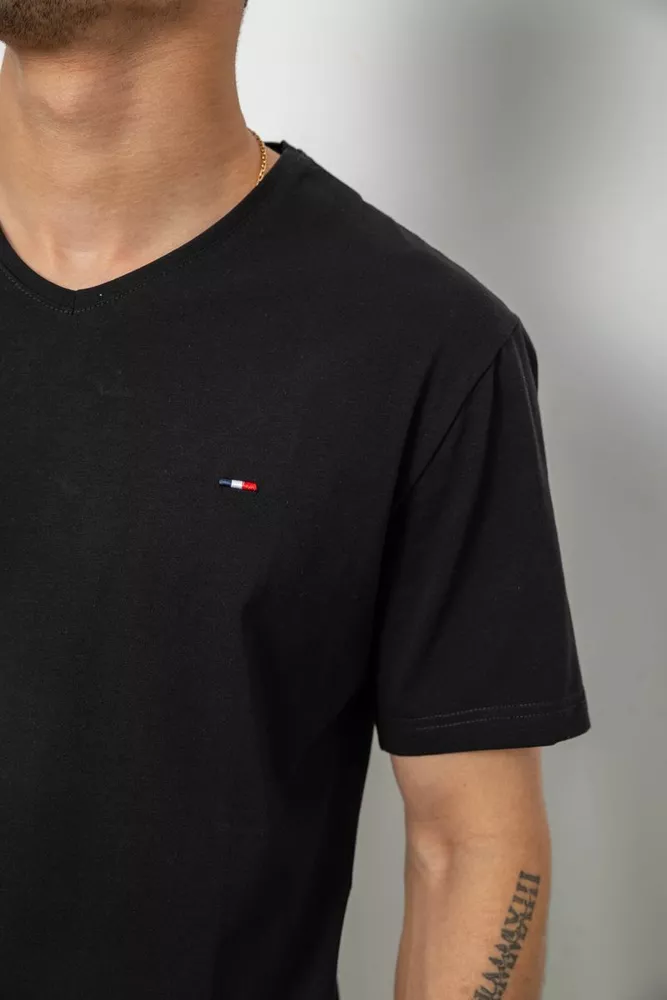 Купити Футболка чоловіча однотонна, колір чорний, 244R6312 - Фото №5