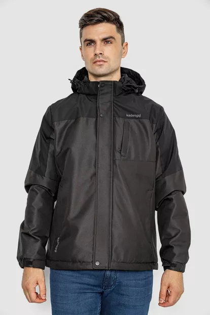 Куртка чоловіча демісезонна з капюшоном  -уцінка, колір чорний, 214R61035-U-30