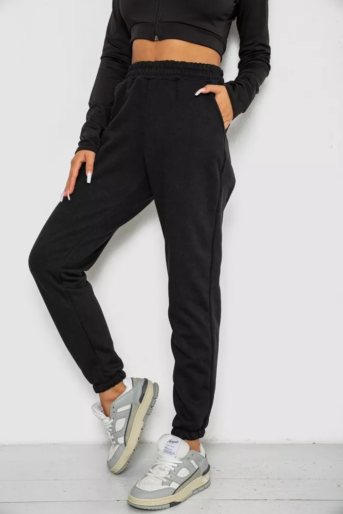 Купити Спортивні штани жіночі на флісі  -уцінка, колір чорний, 238R57828-U-47 - Фото №3