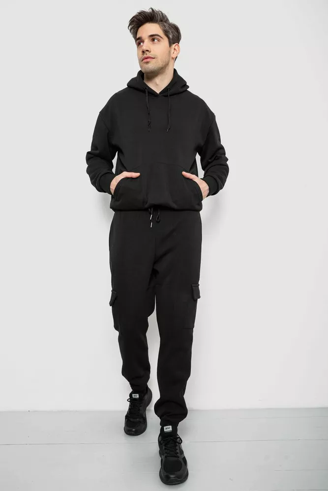 Купити Спортивні штани чоловічі на флісі  -уцінка, колір чорний, 129RA9997-U-3 оптом - Фото №2