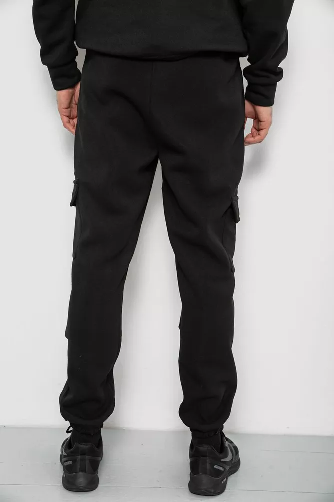 Купити Спортивні штани чоловічі на флісі  -уцінка, колір чорний, 129RA9997-U-3 оптом - Фото №4