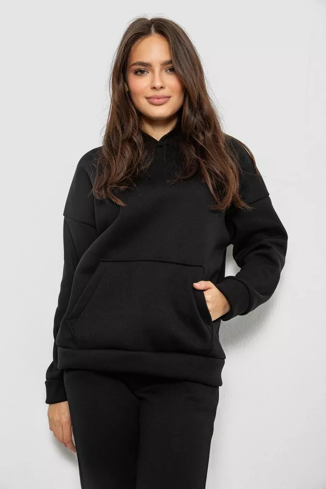 Купить Спортивный костюм женский на флисе  -уценка, цвет черный, 257R85-U-13 оптом - Фото №2