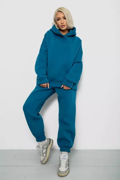 Спортивный костюм женский на флисе, цвет петроль, 247R2011K