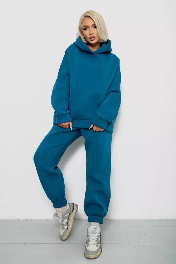 Купить Спортивный костюм женский на флисе, цвет петроль, 247R2011K - Фото №1