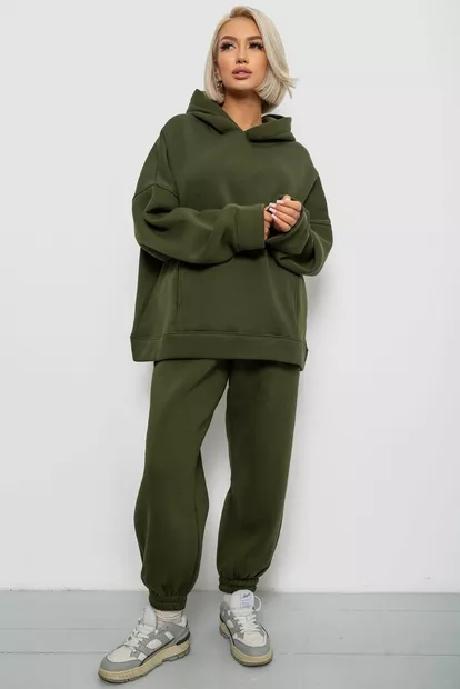 Спортивный костюм женский на флисе, цвет хаки, 247R2011K