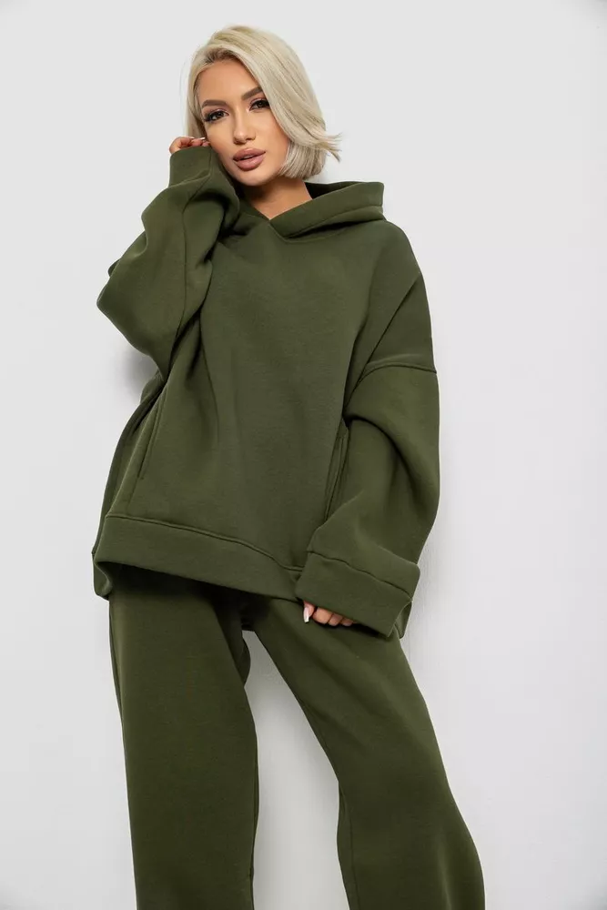 Купить Спортивный костюм женский на флисе, цвет хаки, 247R2011K - Фото №2