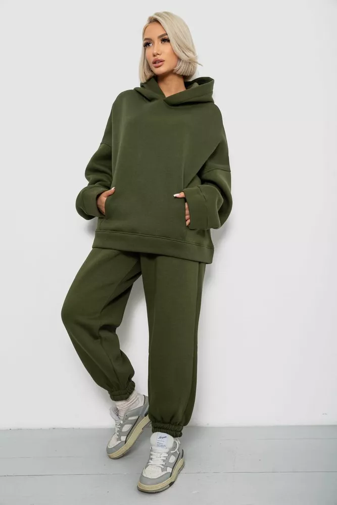 Купить Спортивный костюм женский на флисе, цвет хаки, 247R2011K - Фото №3
