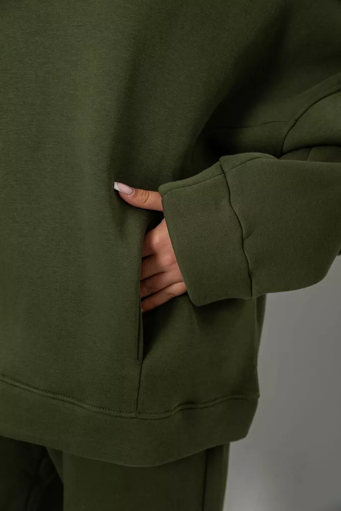 Купить Спортивный костюм женский на флисе, цвет хаки, 247R2011K - Фото №5