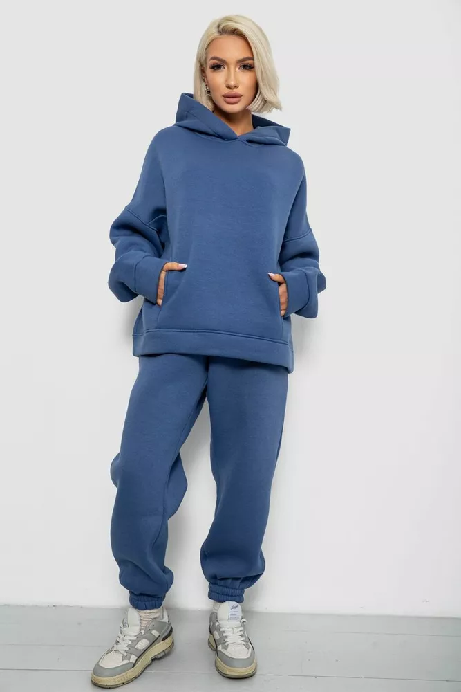 Купить Спортивный костюм женский на флисе, цвет джинс, 247R2011K - Фото №1