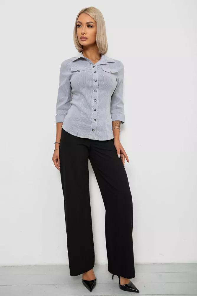 Купить Рубашка классическая в полоску  -уценка, цвет бело-серый, 230R643-1-U-23 оптом - Фото №2