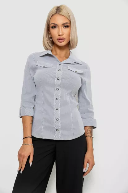 Рубашка классическая в полоску  -уценка, цвет бело-серый, 230R643-1-U-23