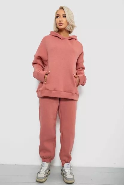 Спортивный костюм женский на флисе, цвет пудровый, 247R2011K