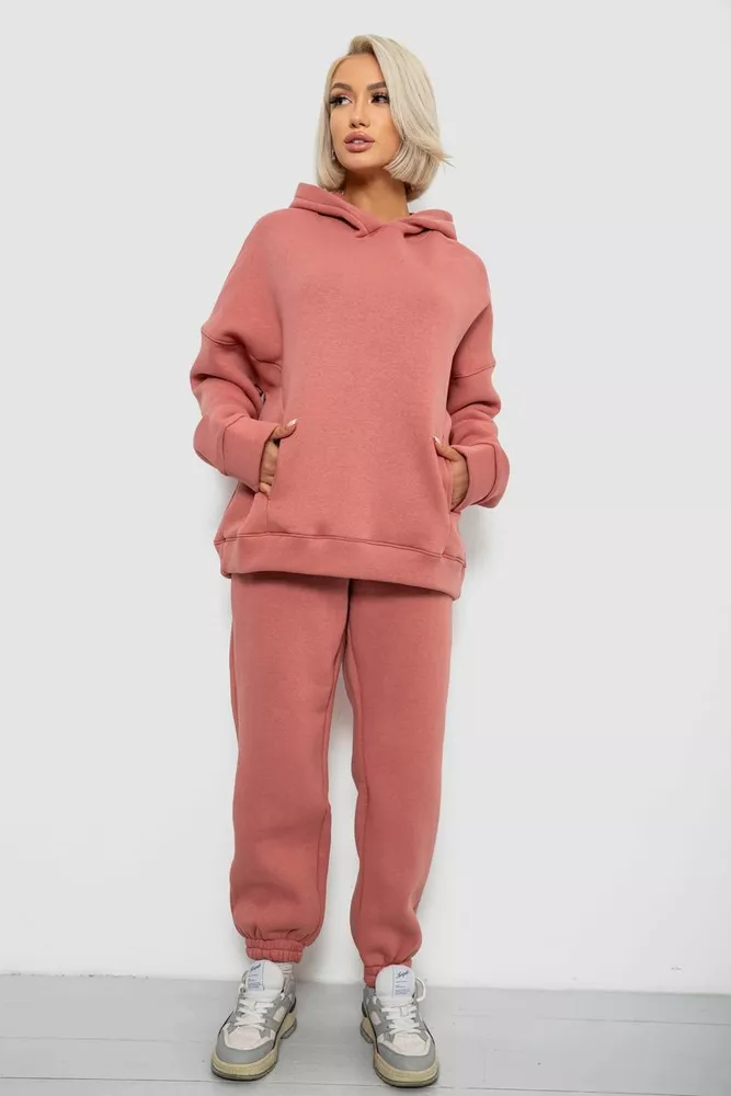 Купить Спортивный костюм женский на флисе, цвет пудровый, 247R2011K - Фото №1