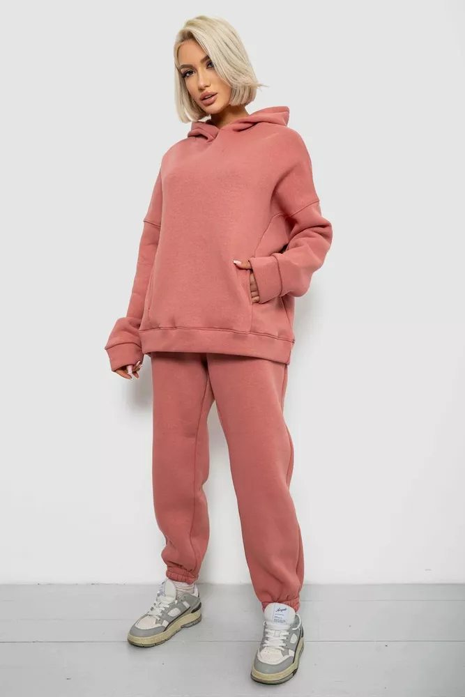 Купить Спортивный костюм женский на флисе, цвет пудровый, 247R2011K - Фото №3