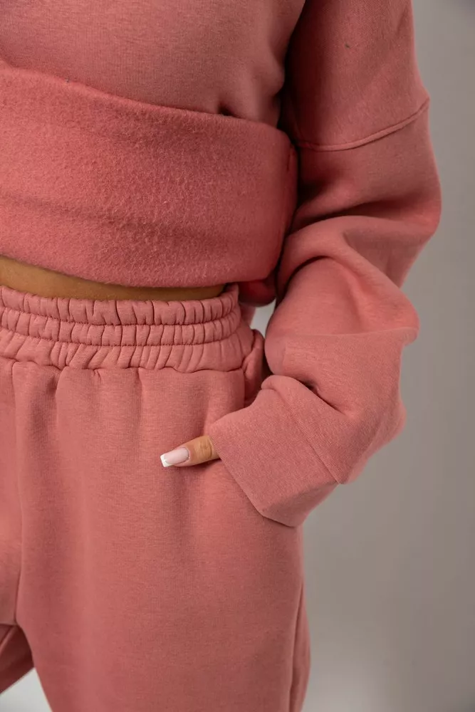Купить Спортивный костюм женский на флисе, цвет пудровый, 247R2011K - Фото №6