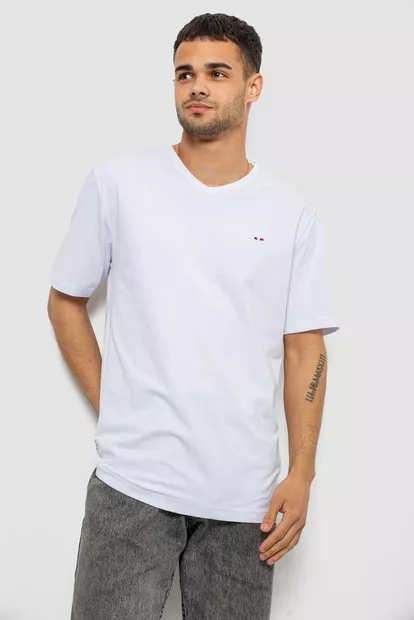 Футболка чоловіча однотонна, колір білий, 244R6312