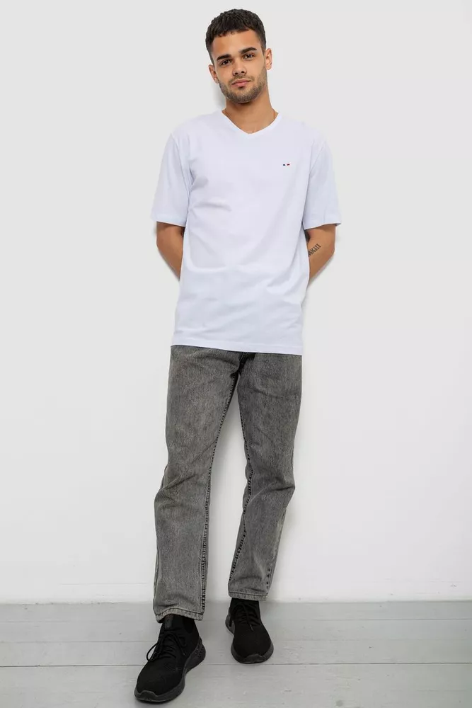 Купить Футболка мужская однотонная, цвет белый, 244R6312 - Фото №2