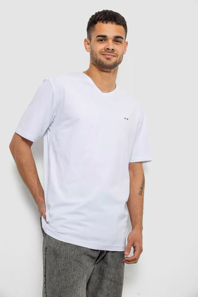 Купить Футболка мужская однотонная, цвет белый, 244R6312 - Фото №3