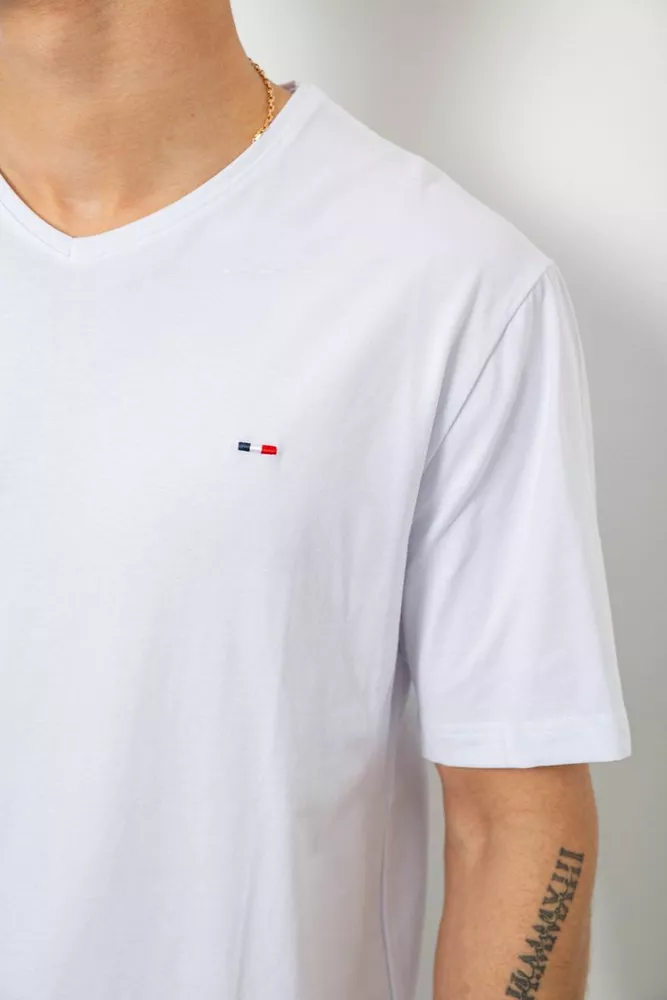 Купить Футболка мужская однотонная, цвет белый, 244R6312 - Фото №5