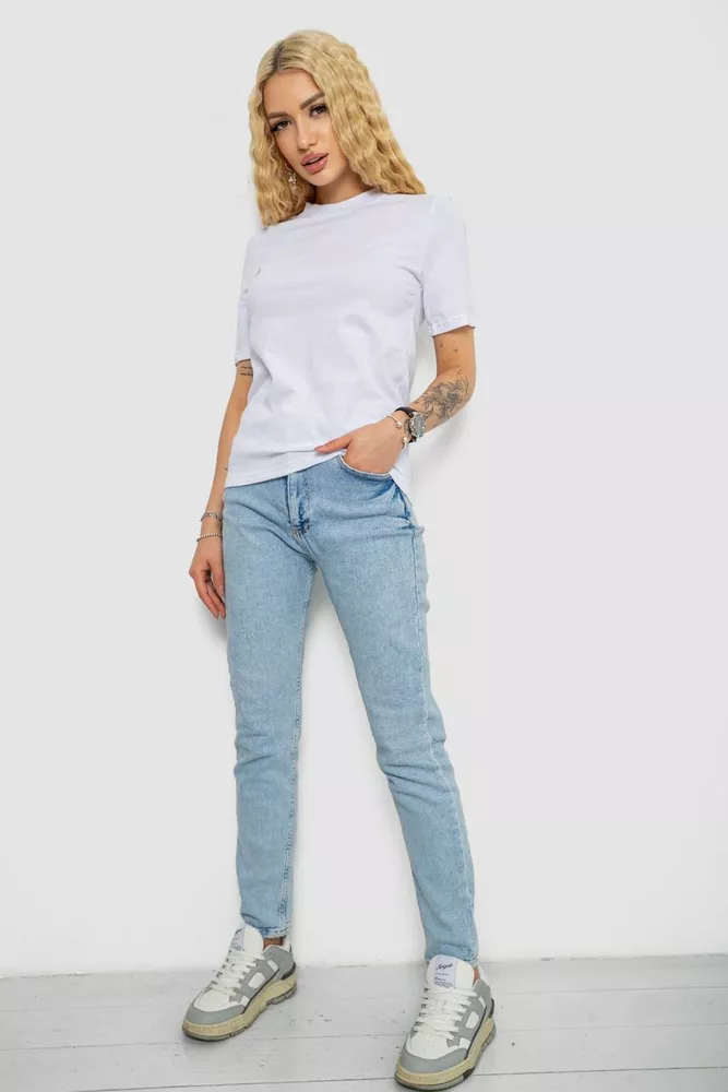 Купити Футболка жіноча однотонна  -уцінка, колір білий, 241R1800-U-11 - Фото №2