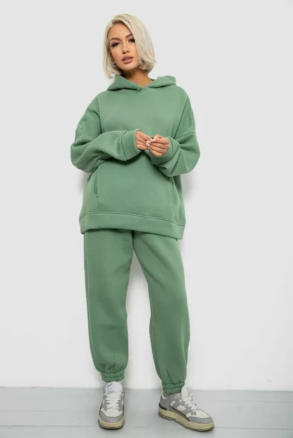 Спортивный костюм женский на флисе, цвет оливковый, 247R2011K
