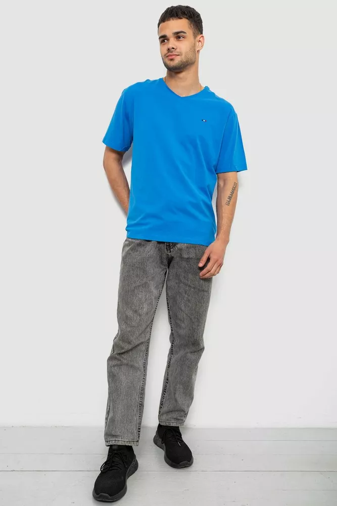 Купити Футболка чоловіча однотонна, колір блакитний, 244R6312 - Фото №2