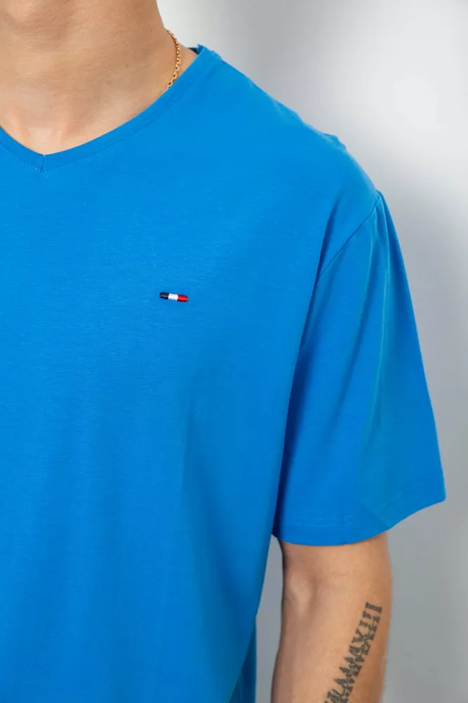 Купити Футболка чоловіча однотонна, колір блакитний, 244R6312 - Фото №5