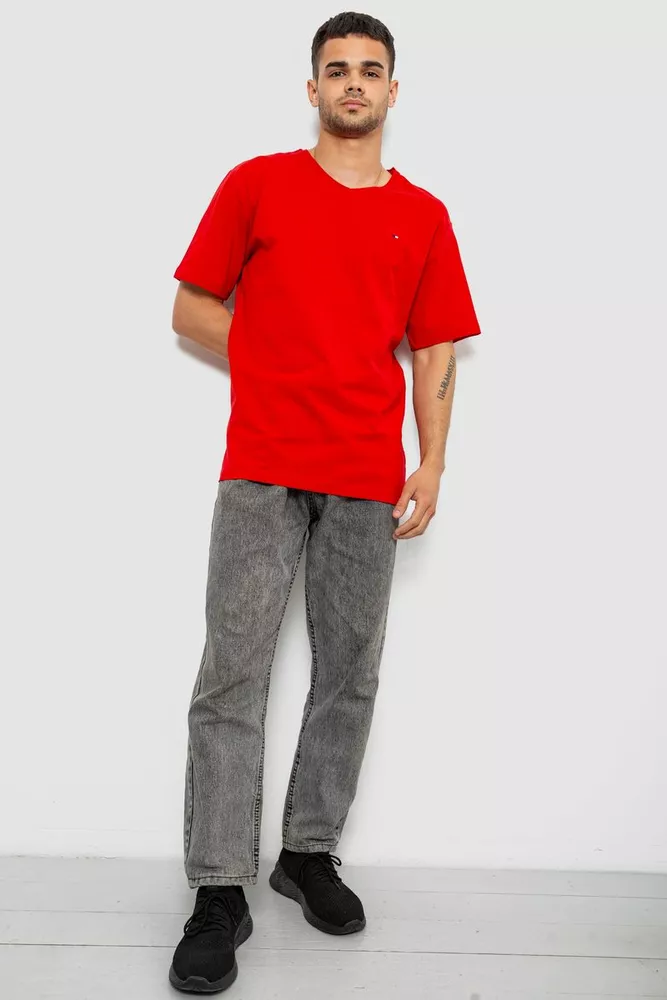 Купить Футболка мужская однотонная, цвет красный, 244R6312 - Фото №2