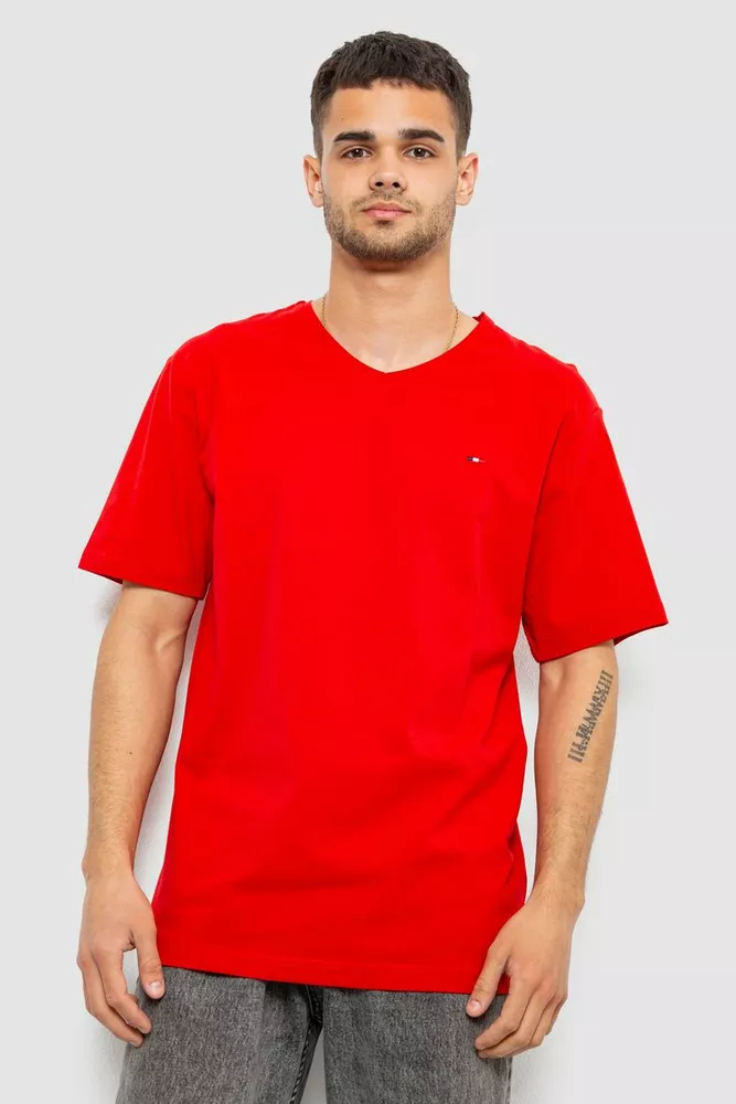 Купить Футболка мужская однотонная, цвет красный, 244R6312 - Фото №1