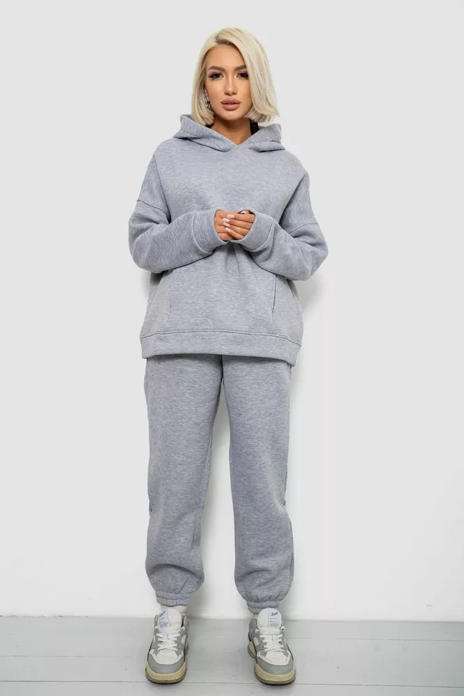 Купить Спортивный костюм женский на флисе, цвет светло-серый, 247R2011K - Фото №1