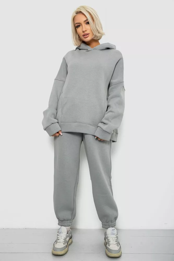 Купить Спортивный костюм женский на флисе, цвет серый, 247R2011K - Фото №1