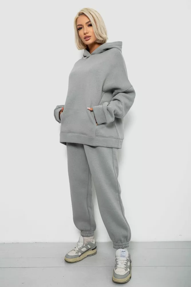 Купить Спортивный костюм женский на флисе, цвет серый, 247R2011K - Фото №3
