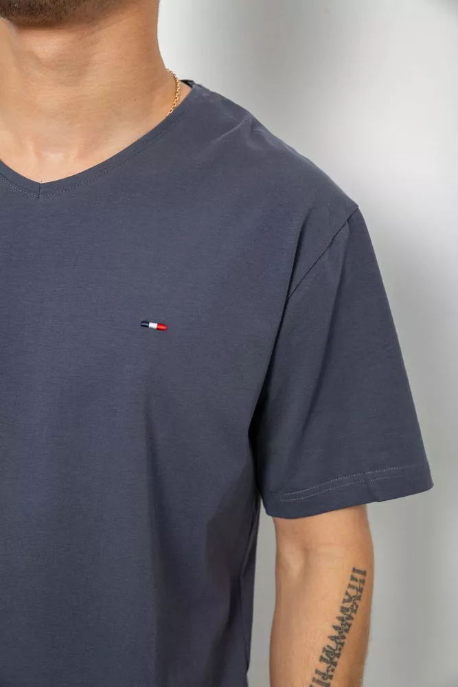 Купити Футболка чоловіча однотонна, колір сірий, 244R6312 - Фото №5